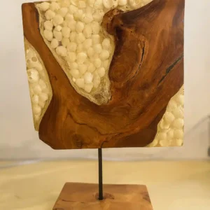 Decorative Wood L with Shell and Wood Motifs