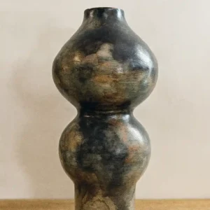Two-Tier Abstract Clay Decorative Vase